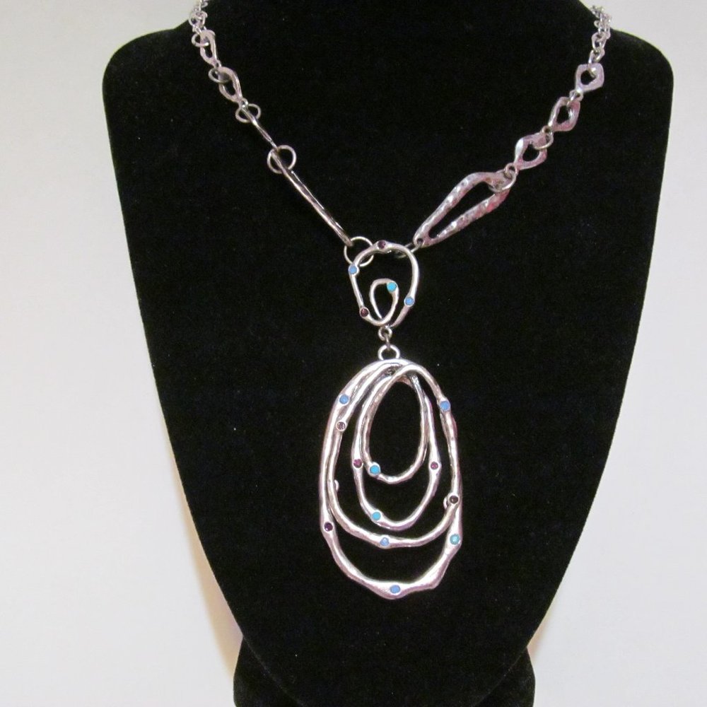 Christopher & Banks set silver tone necklace and earrings NWT